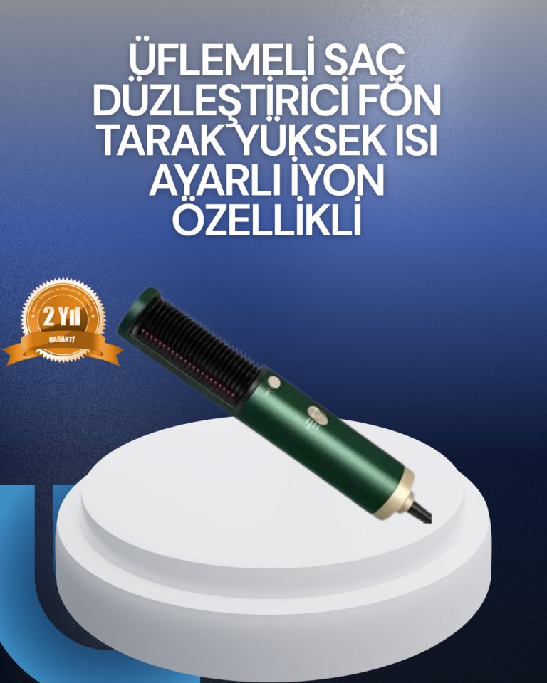 Saç Kurutma, Düzleştirici ve Tarak Tek Cihazda – 3 Kademeli Isı Ayarı - Lisinya