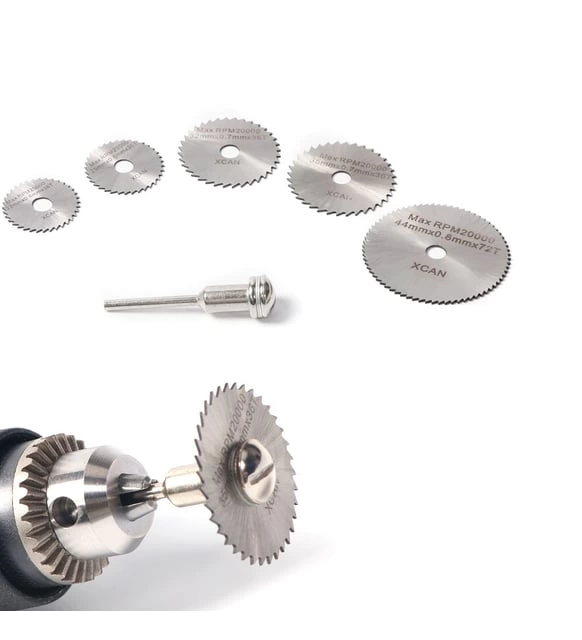 Metal 6 Parça Mini Matkap Ucu Ahşap Kesme Yuvarlak Çelik Bıçak Disk Testere Seti Kiti ( Lisinya )