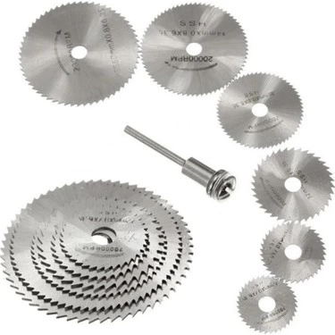 Metal 6 Parça Mini Matkap Ucu Ahşap Kesme Yuvarlak Çelik Bıçak Disk Testere Seti Kiti ( Lisinya )