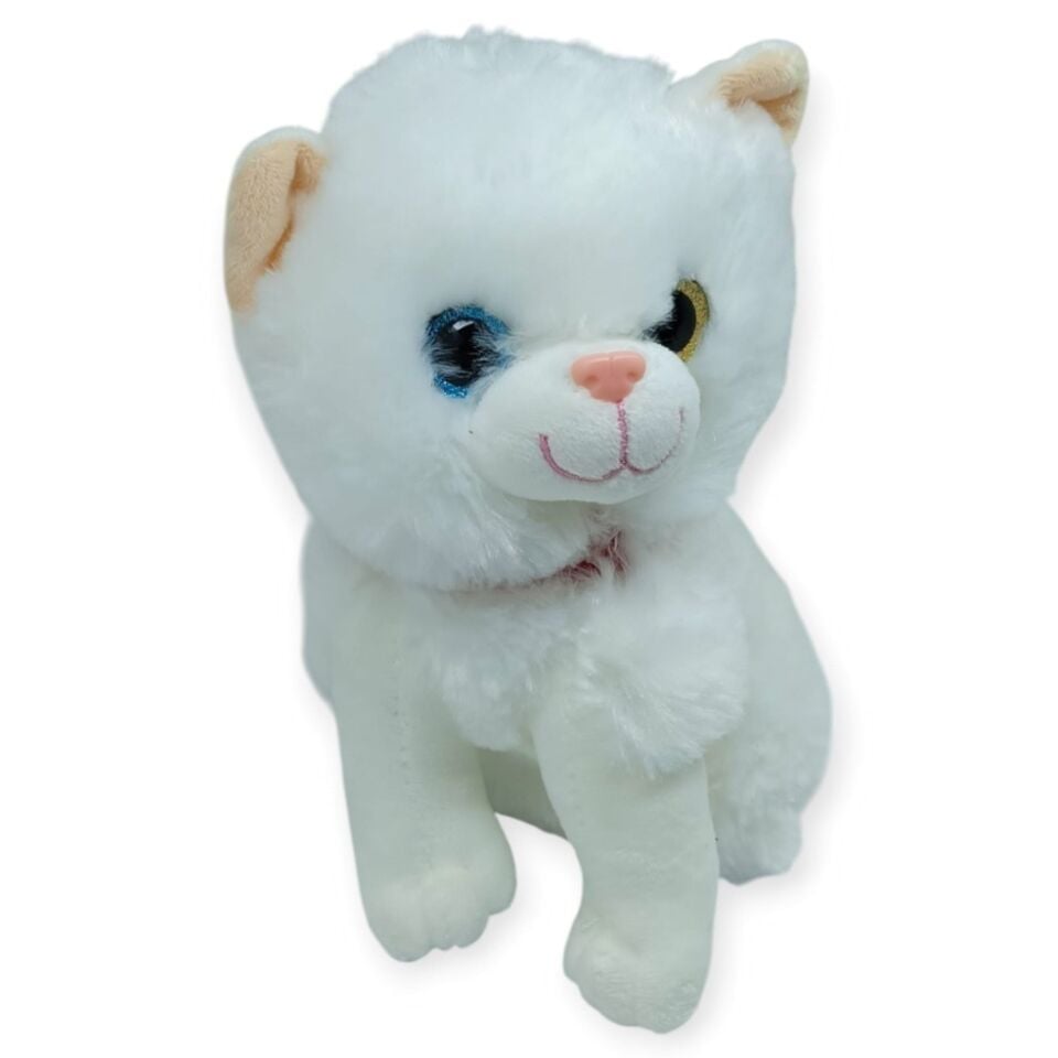 Sesli Peluş Kedi Van Kedisi 25 cm - Beyaz (Lisinya)