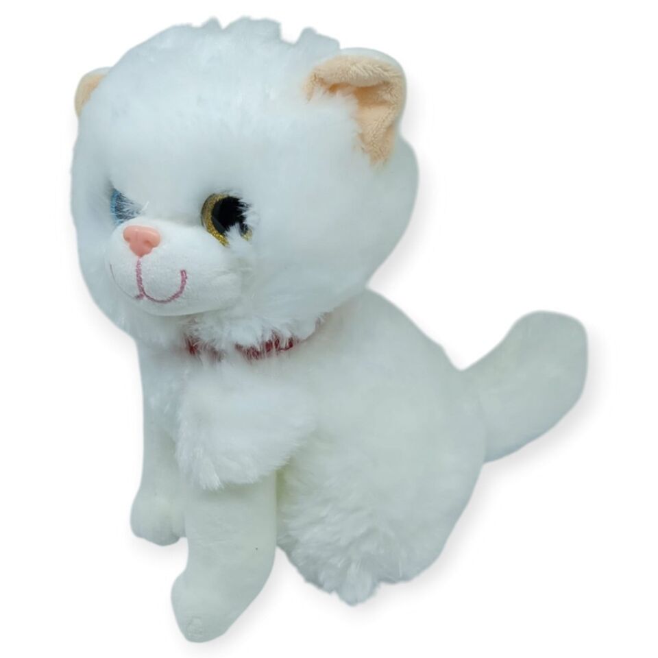 Sesli Peluş Kedi Van Kedisi 25 cm - Beyaz (Lisinya)