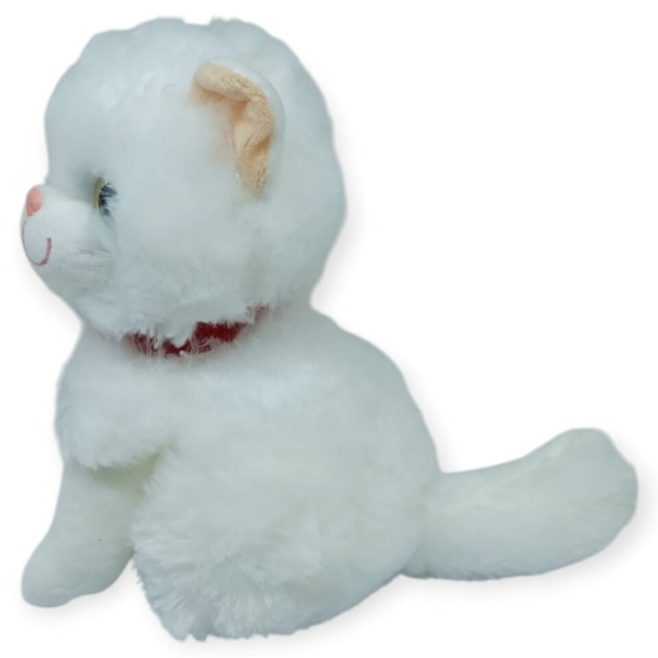 Sesli Peluş Kedi Van Kedisi 25 cm - Beyaz (Lisinya)