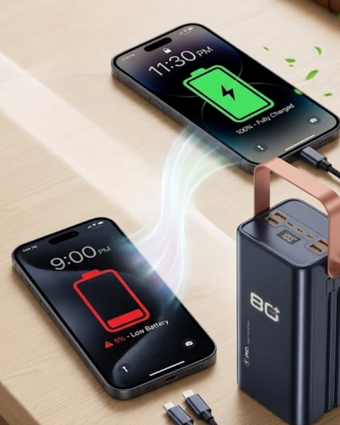 Ultra Güçlü Powerbank 80000 mAh Çoklu Cihaz Şarj Destekli LED Ekranlı Taşınabilir Batarya ( Lisinya )