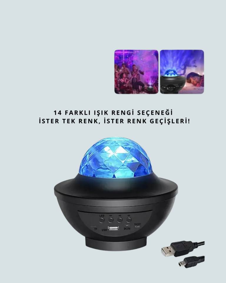 Bluetooth & USB Müzik Çalar Gece Lambası – 50 m² Kapsama, Uzaktan Kumanda - Lisinya
