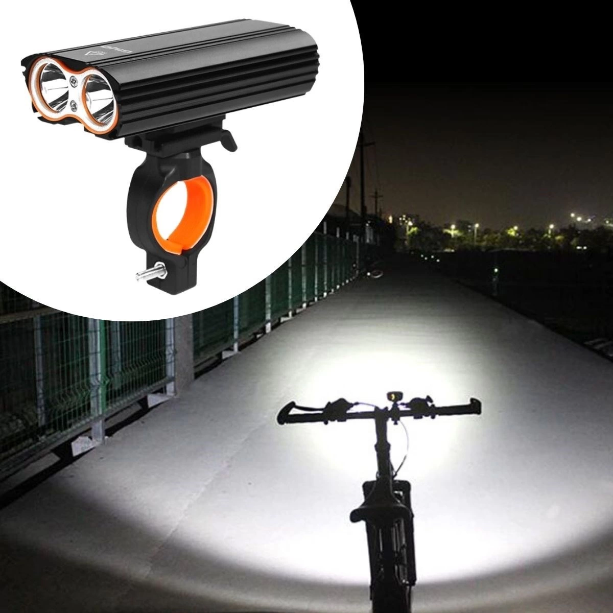 Şarj Göstergeli Uzun Menzil Su Geçirmez Led Bisiklet Feneri 1600 Lumen ( Lisinya )