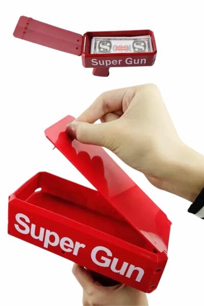 Kırmızı Parti Oyuncağı Para Saçma Fırlatma Tabancası Makinesi Super Money - Lisinya