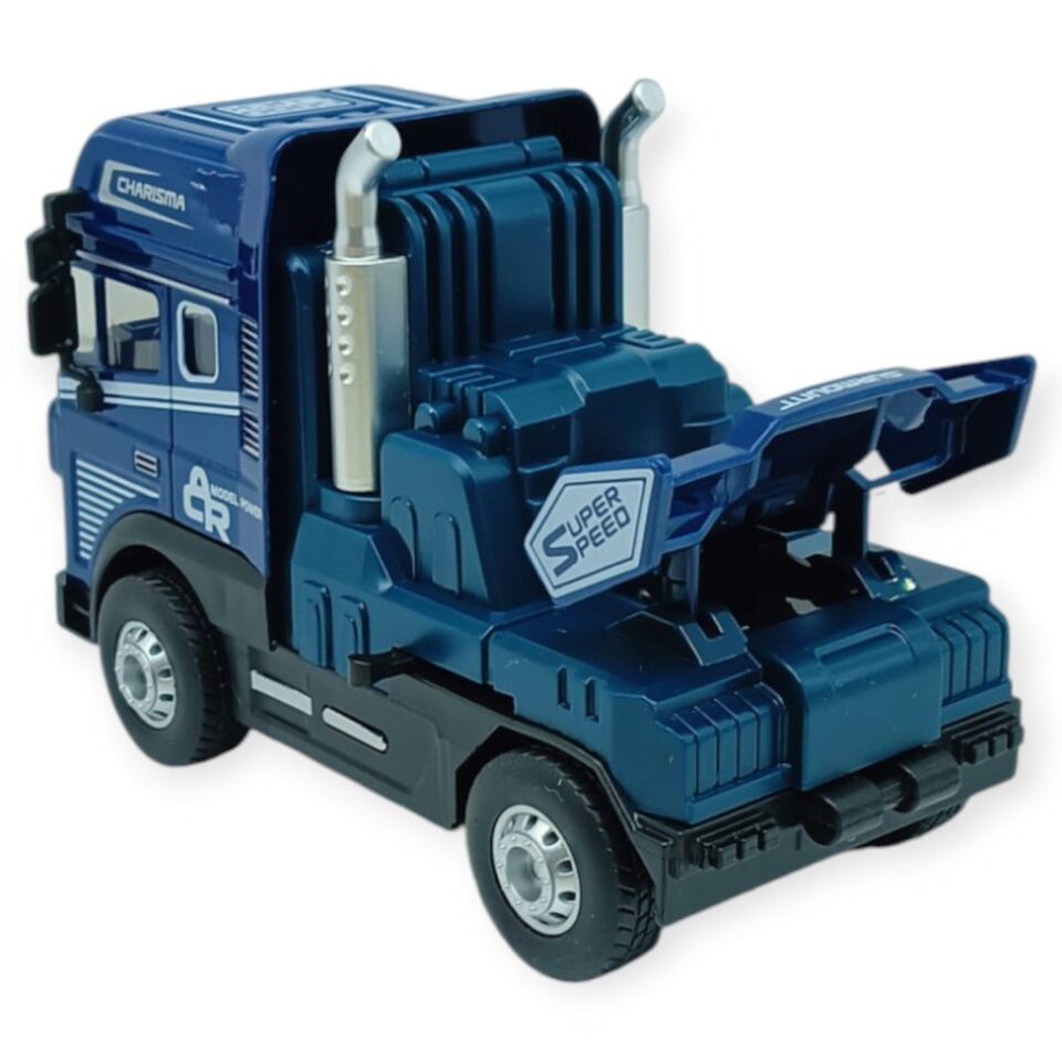 Metal Tır 1:24 - Sesli Işıklı Tır 13 cm - Lacivert (Lisinya)
