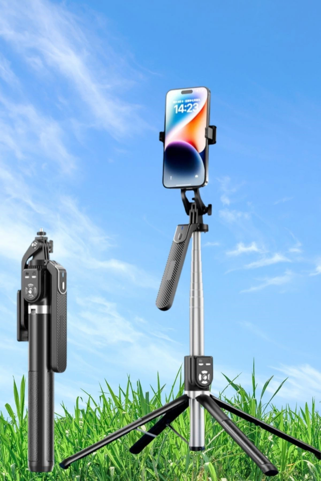 360 Derece Dönebilen Cep Telefonu Ve Kamera Tripodu 2.2m Uzayabilen Selfie Çubuğu