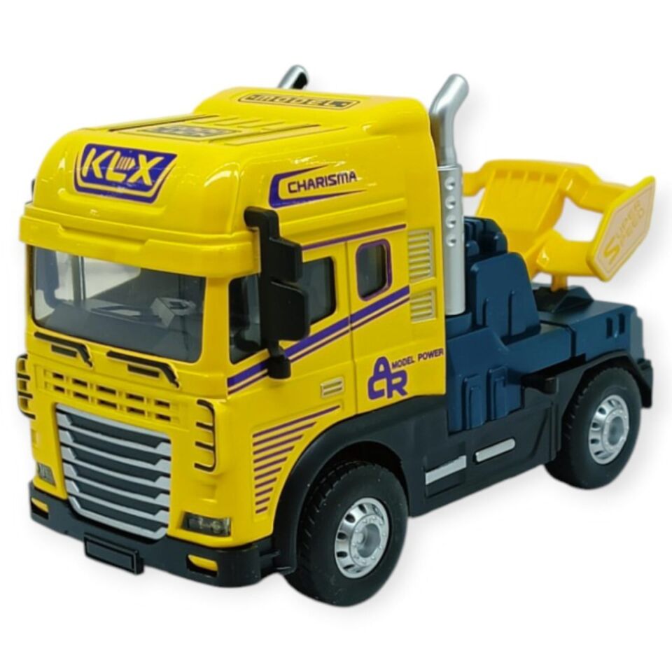 Metal Tır 1:24 - Sesli Işıklı Tır 13 cm - Sarı (Lisinya)