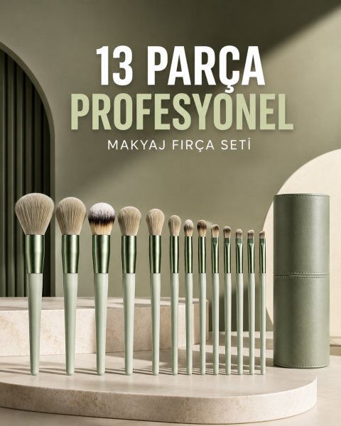 Profesyonel Makyaj Fırça Seti 13 Parça Yumuşak Kıllı Fırça Seti Far Fırçası - Lisinya