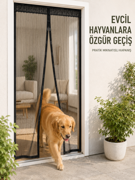 Mıknatıslı File Kapı Sinekliği Balkon Bahçe Teras ve Mutfak İçin Pratik Kullanım - Lisinya