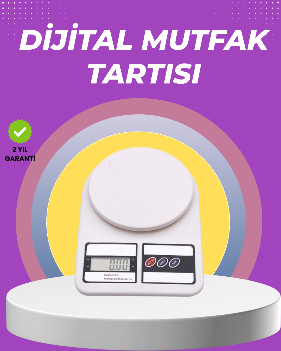 Beyaz Plastik Dijital Mutfak Tartısı – 24x16.8x1.5cm - Lisinya