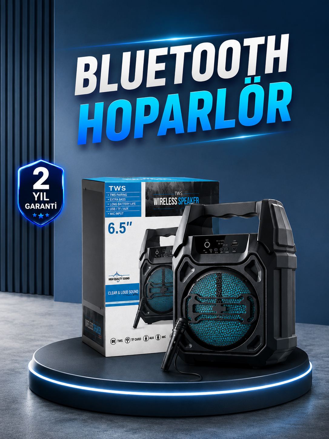 15W Güçlü Ses Çıkışlı Bluetooth Hoparlör FM Radyo ve Mikrofon Destekli - Lisinya