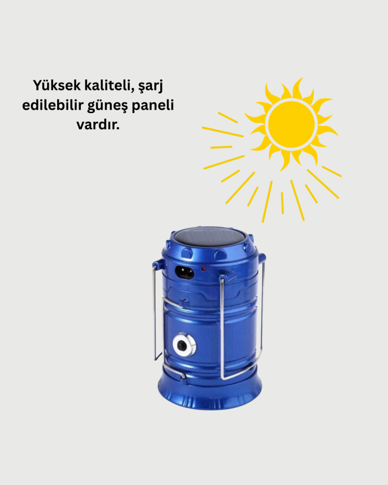 Katlanabilir USB Çıkışlı Kamp Feneri – Şarj Edilebilir, Dayanıklı ve Çok Fonksiyonlu - Lisinya
