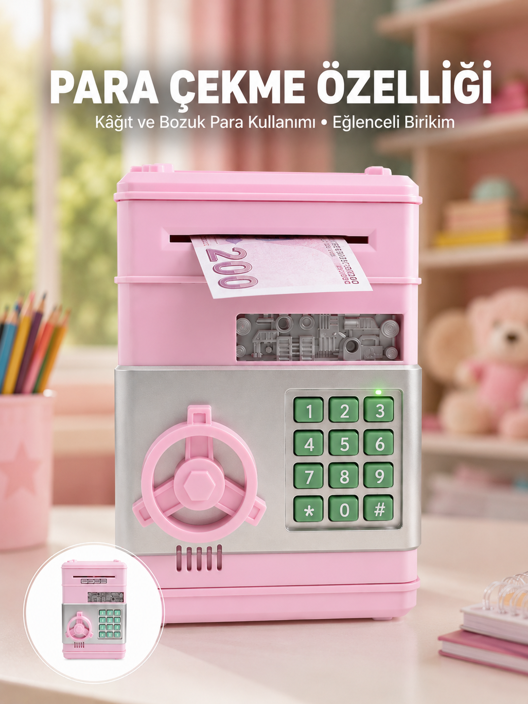 Şifreli Elektronik Para Biriktirme Kumbarası Büyük Kapasiteli - Lisinya