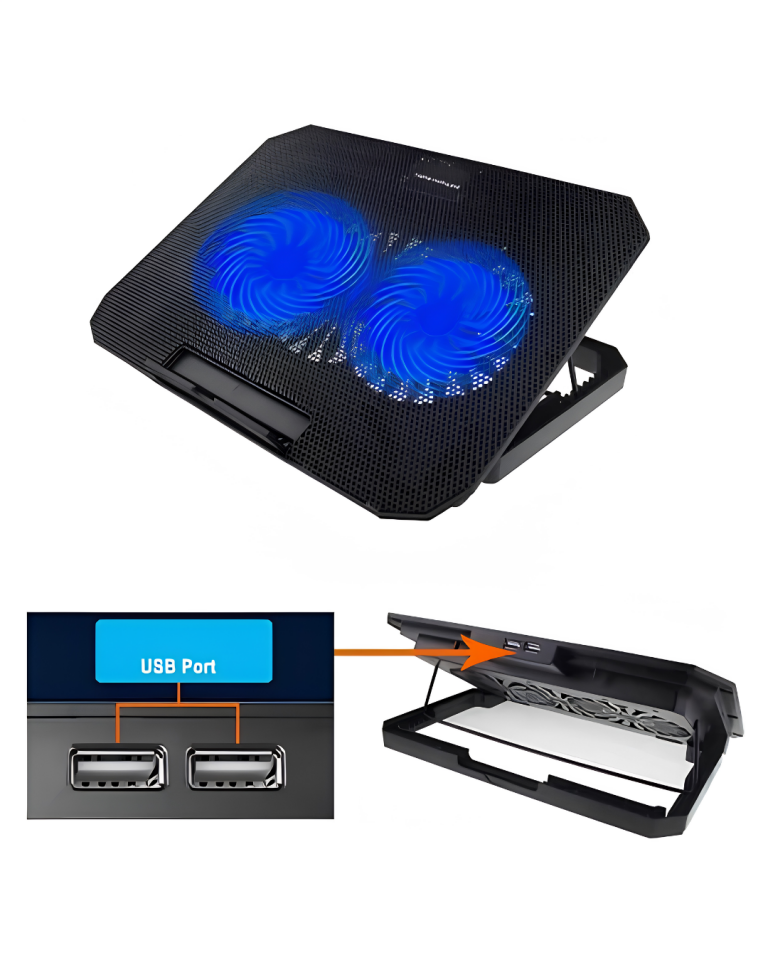 Çift Fanlı Laptop Soğutucu Stand 17 İnç Uyumlu 8 Kademeli Ayarlı USB Girişli - Lisinya