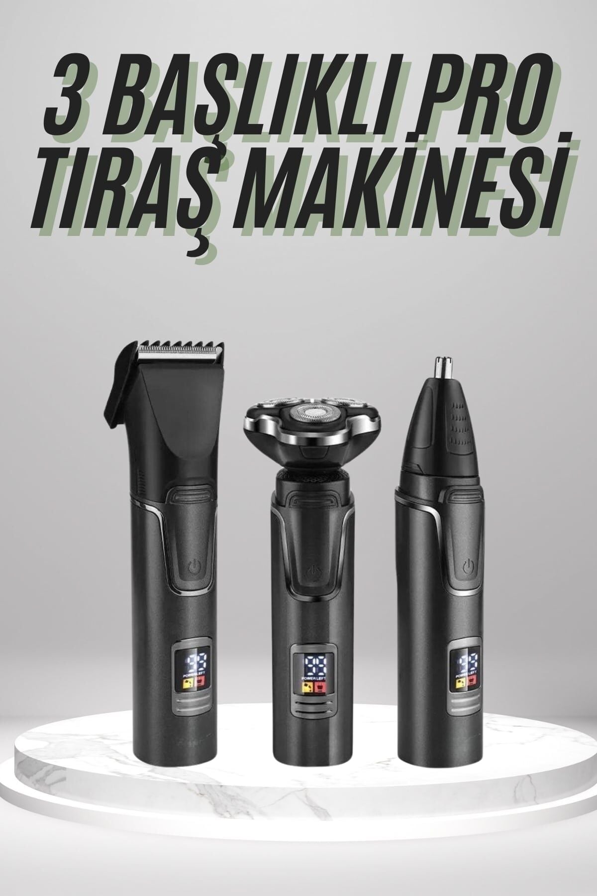 Dijital Göstergeli 3 Başlıklı Tıraş Makinesi Islak Kuru Lazer Öncesi Günlük - Lisinya