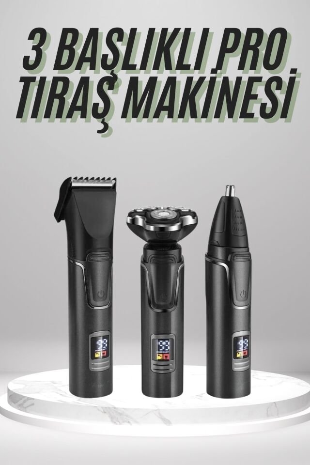 Dijital Göstergeli 3 Başlıklı Tıraş Makinesi Islak Kuru Lazer Öncesi Günlük - Lisinya