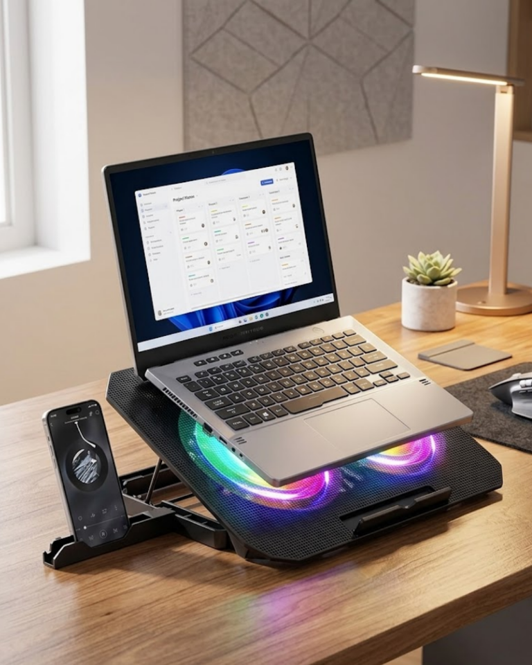 RGB Fanlı Laptop Soğutma Standı USB Girişli Notebook Yükseltici - Lisinya