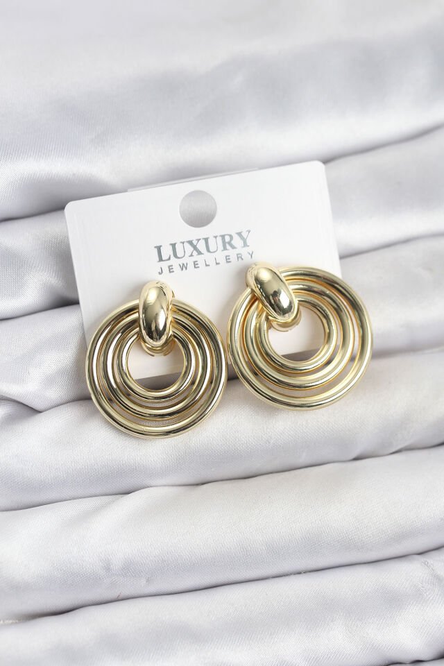 Gold Renk Pirinç Vintage Kadın Küpe - Lisinya