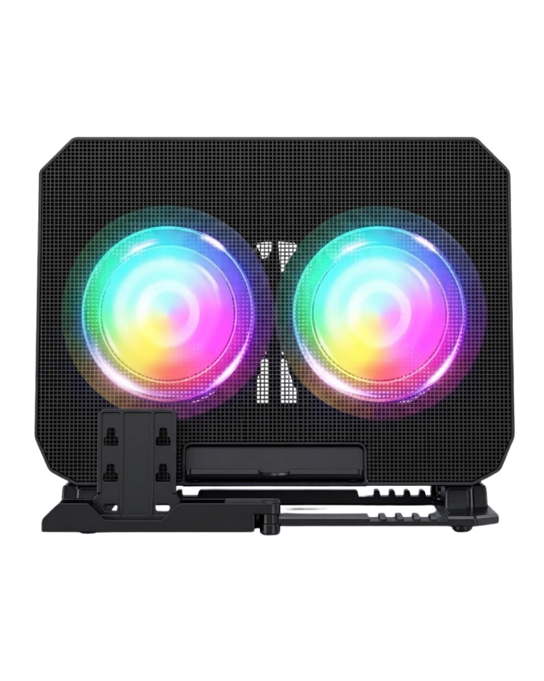 Notebook Soğutucu Stand RGB Aydınlatmalı İki Fanlı Laptop Altlığı - Lisinya