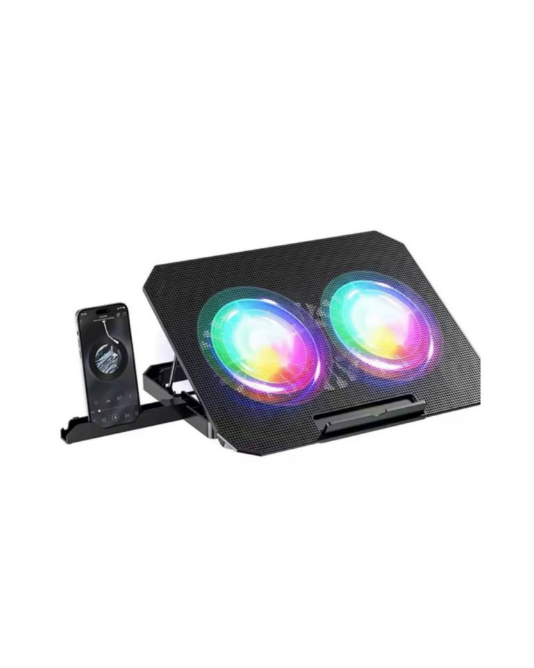 Notebook Soğutucu Stand RGB Aydınlatmalı İki Fanlı Laptop Altlığı - Lisinya