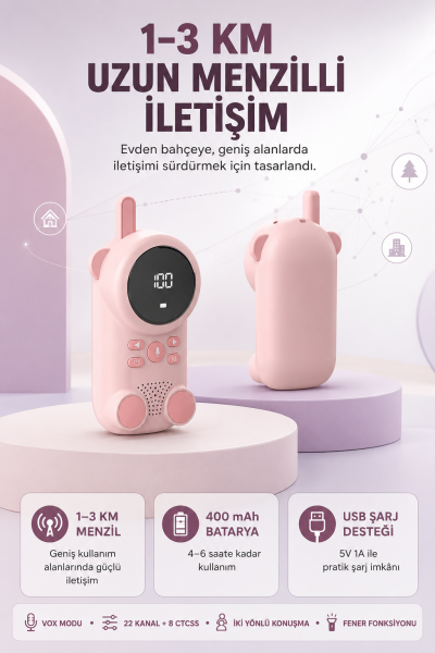 Bebek Telsizi LCD Ekran VOX İki Yönlü İletişim USB Şarj Hafif - Lisinya