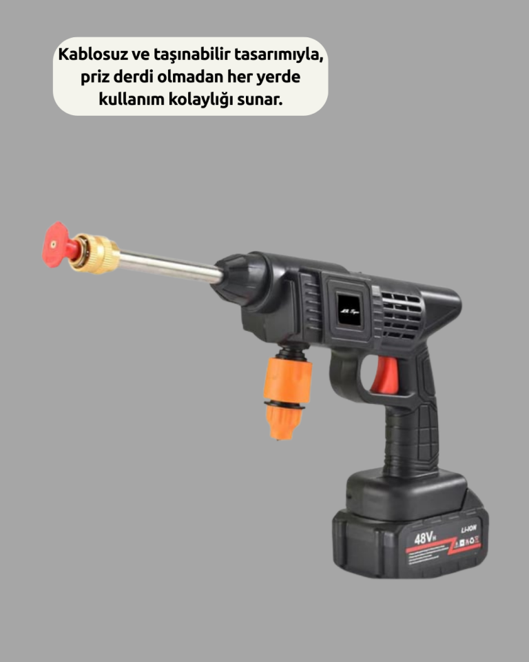 YamanHobi 48V Çift Bataryalı Akülü Basınçlı Yıkama Makinesi Köpük Hazneli
