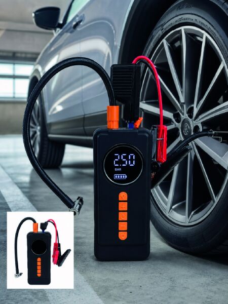 Dijital Araç Kompresörü 4 Fonksiyonlu Akü Takviye Lastik Şişirme Powerbank ve LED El Feneri