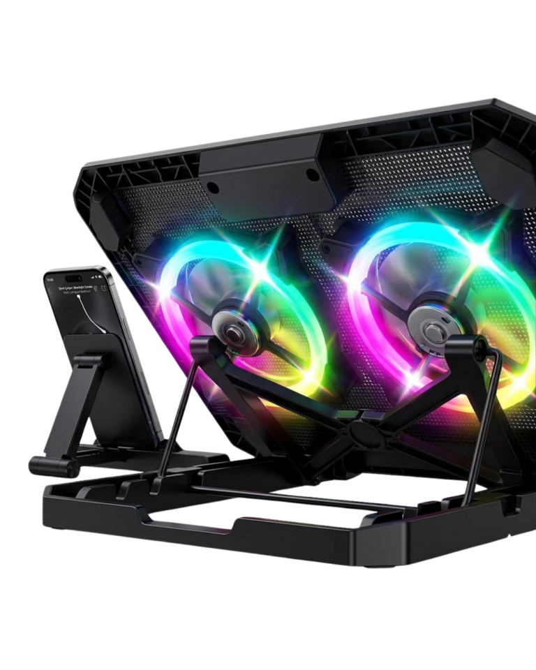 RGB Işıklı Laptop Soğutucu Stand Çift Fanlı Sessiz Çalışan Ayarlanabilir - Lisinya