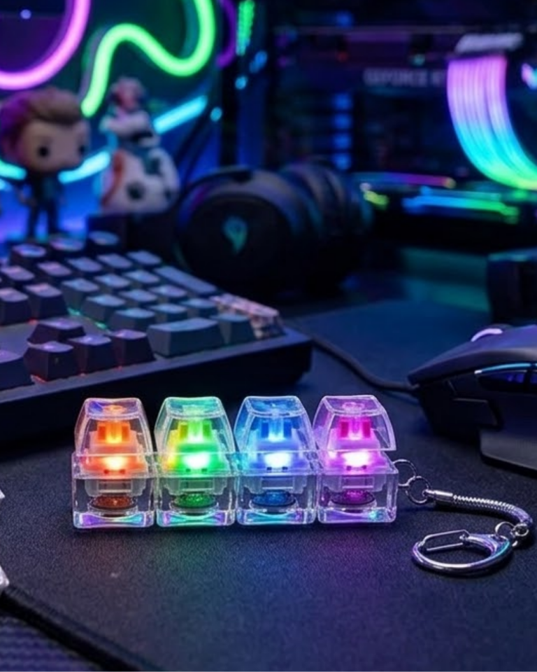 Mekanik Klavye Anahtarlık Işıklı Stres Giderici Klik Tuş Oyuncağı Renkli Fidget - Lisinya