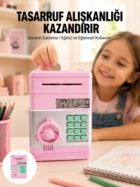 Büyük Hazneli Şifreli Para Tasarruf Kumbarası - Lisinya