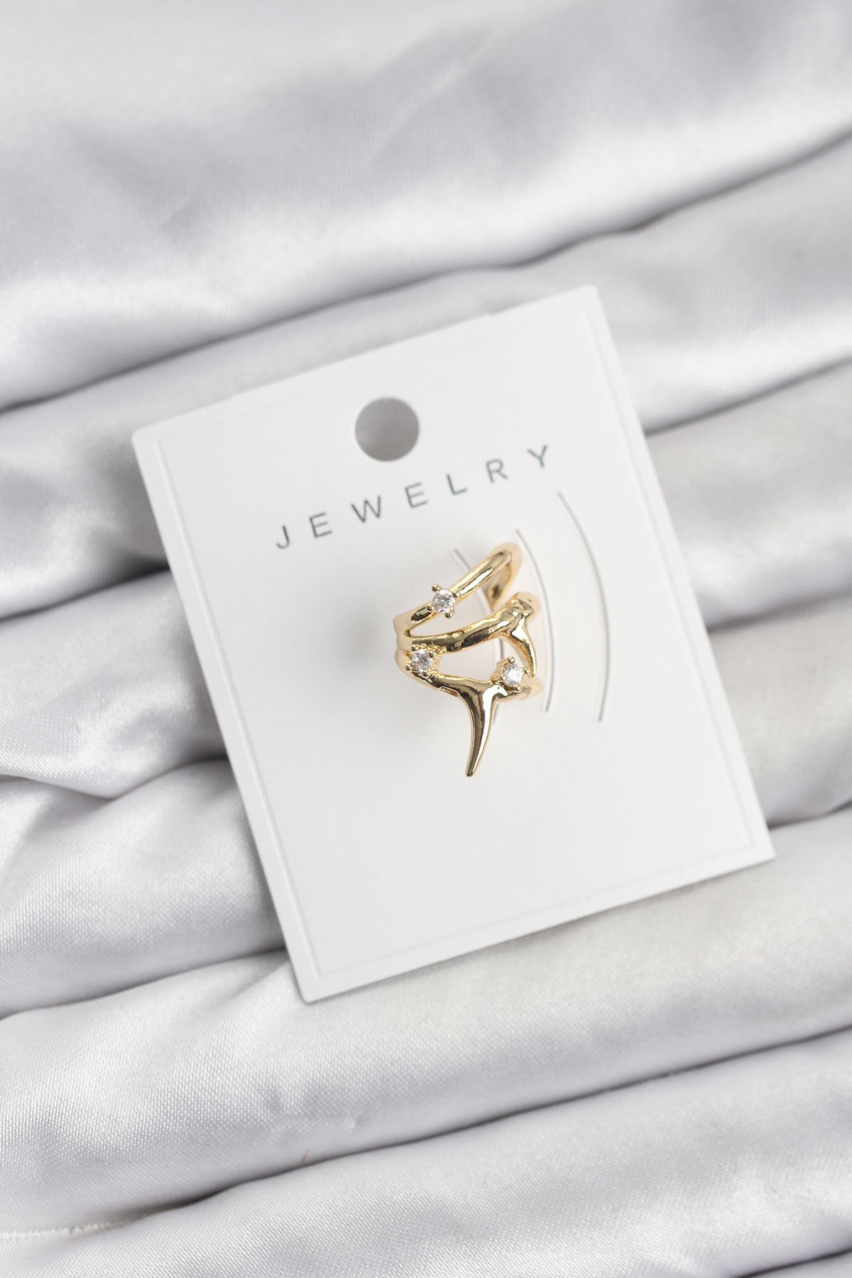 Gold Renk Pirinç Diken Model Kıkırdak Earcuff Küpe - Lisinya