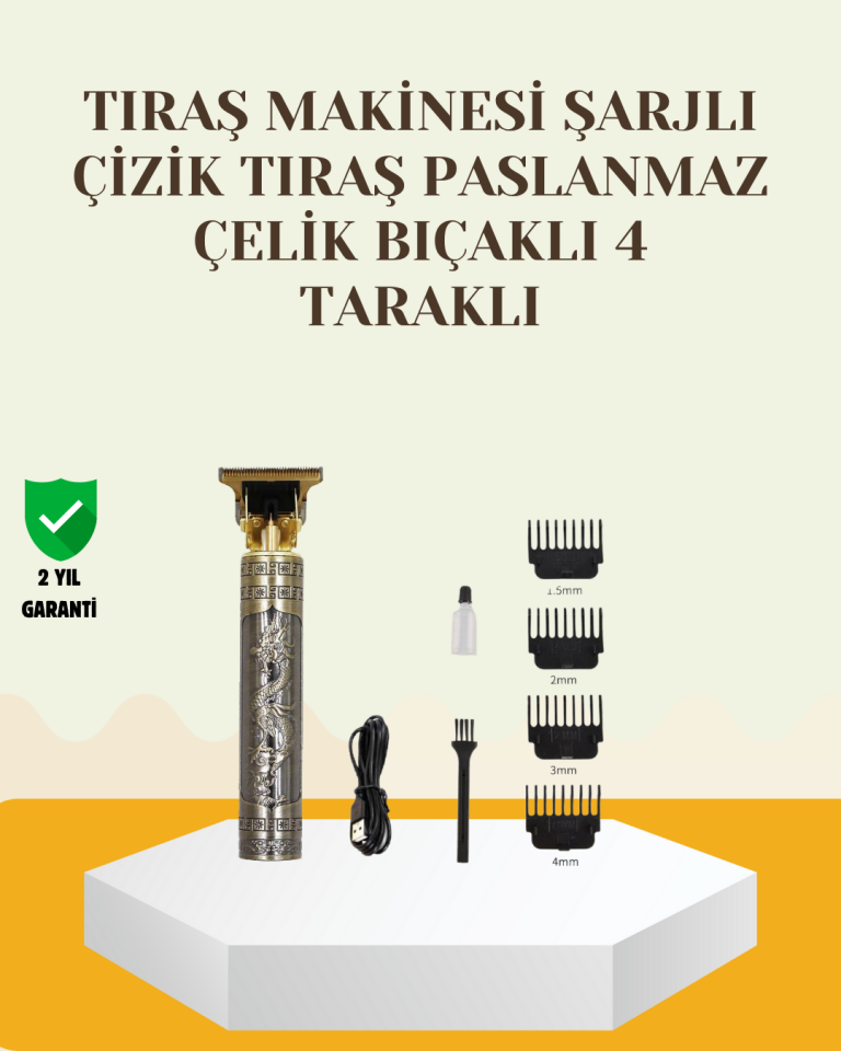 Şarjlı Titanyum Bıçaklı Saç ve Sakal Kesme Makinesi - Lisinya