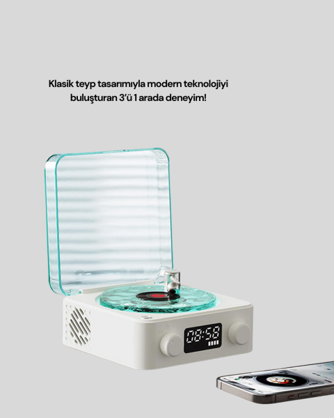 Stereo Sesli Gece Lambalı Bluetooth Hoparlör – Şık Vintage Tasarım - Lisinya