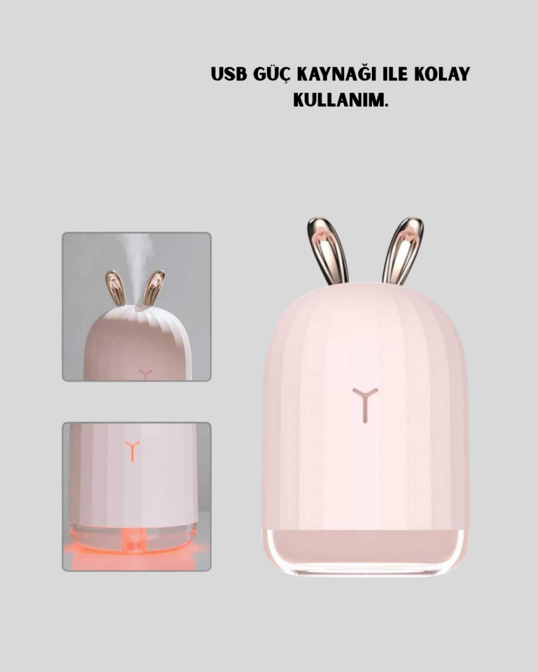 USB Bağlantılı Sessiz Çalışan LED Işıklı Nemlendirici Difüzör 200 ml