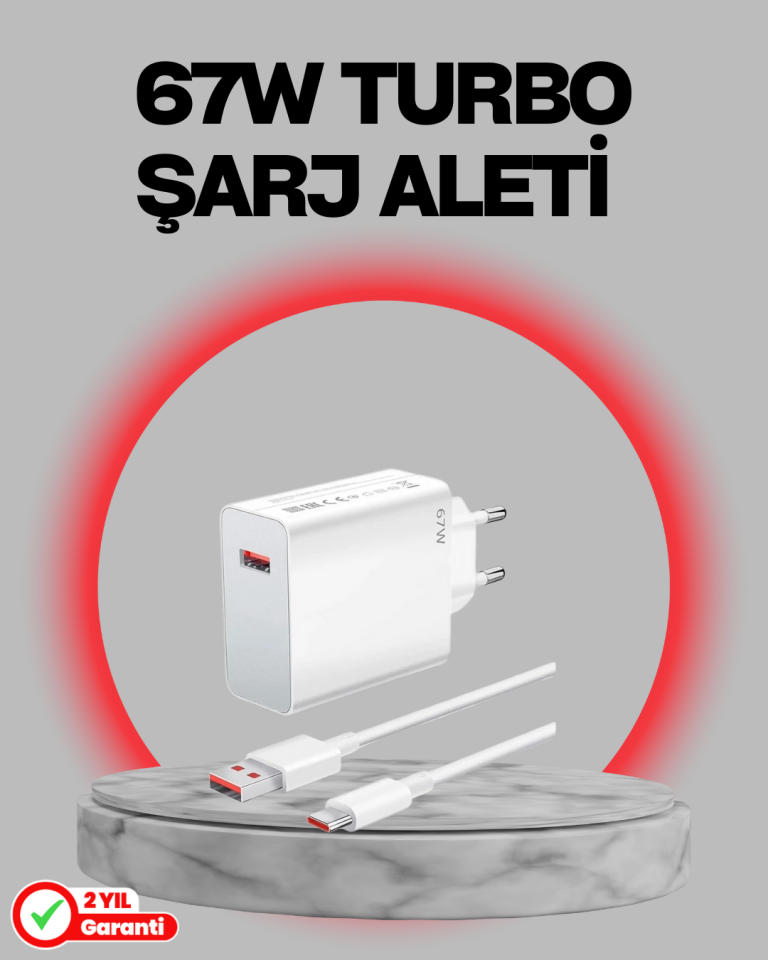 YamanHobi 67W Hızlı Şarj Adaptörü Type-C Lightning Kablolu Çift Çıkışlı Şarj Cihazı