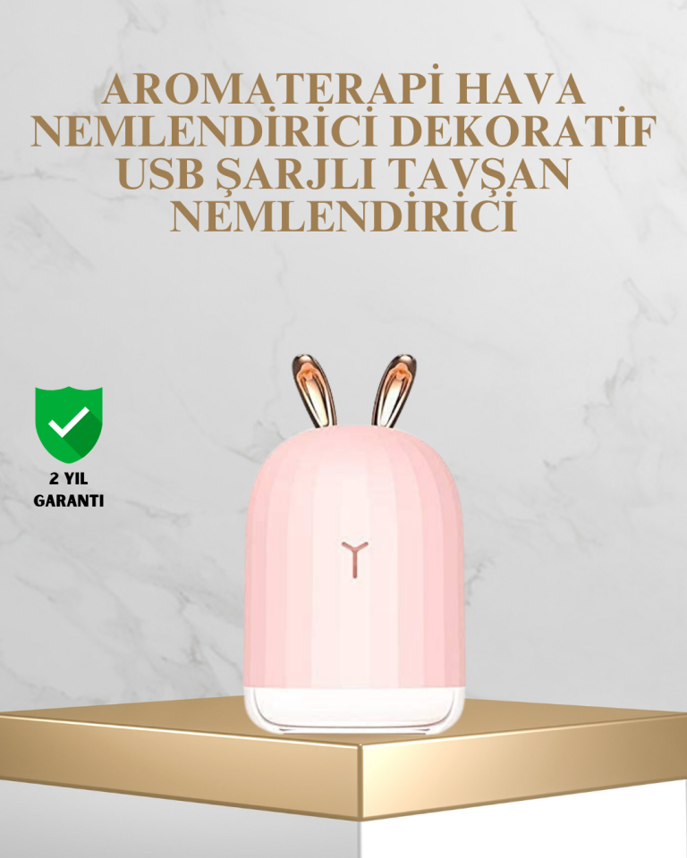 Tavşan Kulak Tasarımlı 200 ml USB Aroma Difüzör ve Hava Nemlendirici
