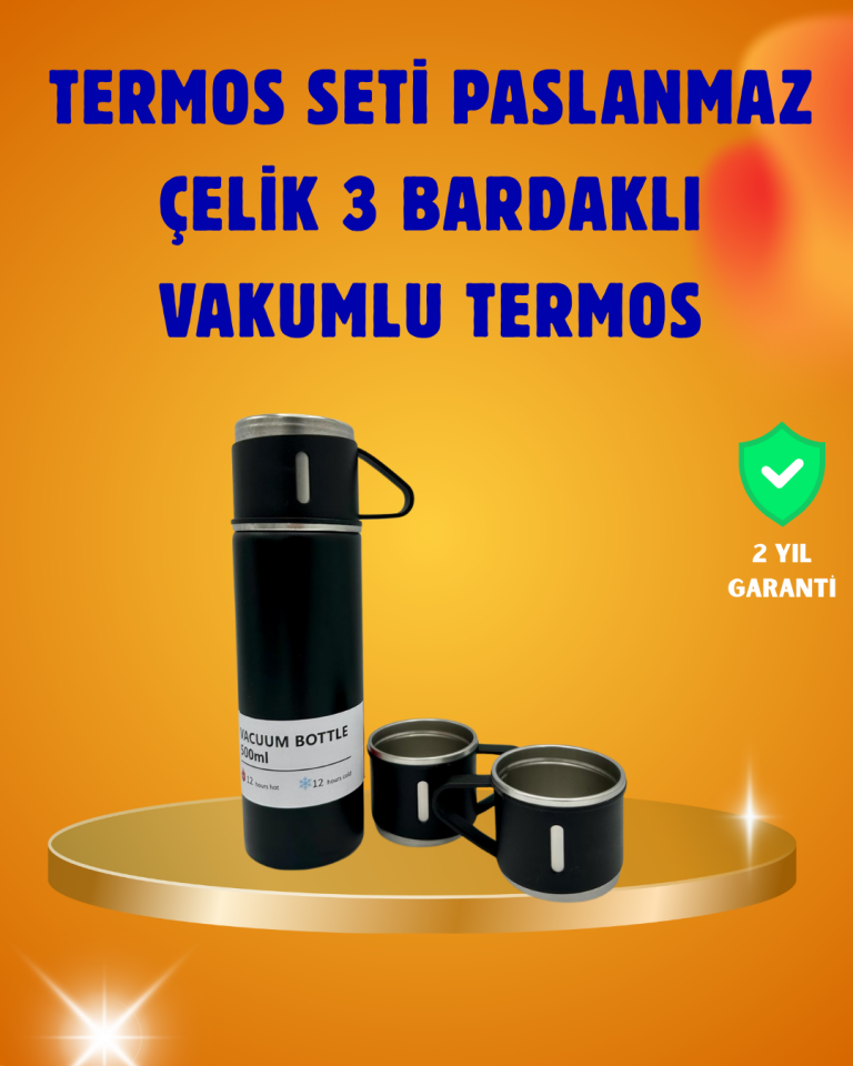 500 ml Isı Korumalı Çelik Termos ve Bardak Seti | Silikon Tabanlı, Şık ve Pratik - Lisinya