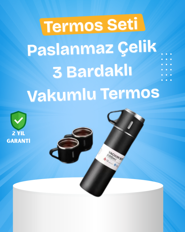 Paslanmaz Çelik Termos Seti | 500 ml Kapasite, 6-12 Saat Isı Koruma, Hediye Kutulu - Lisinya