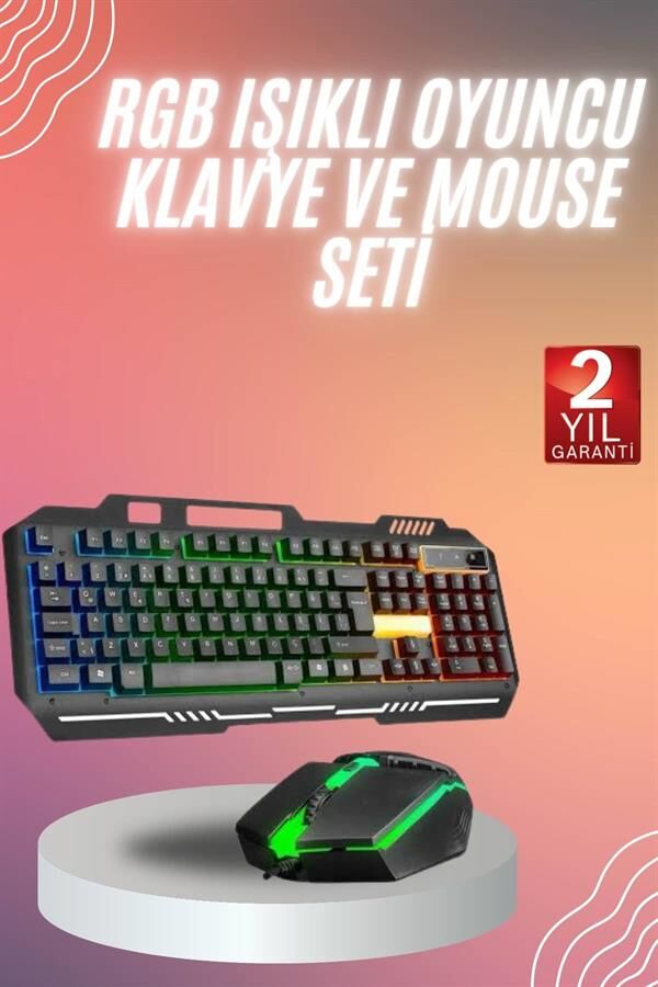 RGB Işıklı Gaming Oyuncu Klavye Q Klavye Mouse Hediyeli - Lisinya
