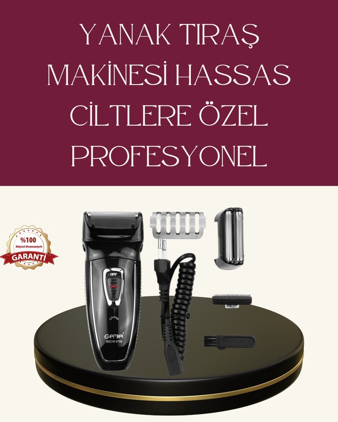 Çift Başlıklı Folyo Tıraş Makinesi Şarj Göstergeli Tam Yıkanabilir