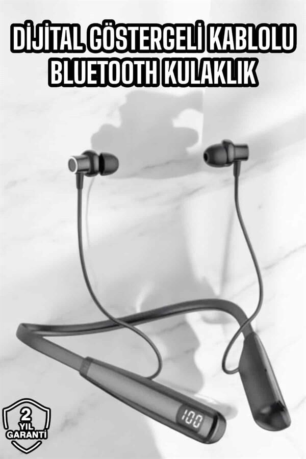 Dijital Göstergeli Kulak İçi Kablosuz Bluetooth Kulaklık Boyun Bantlı - Lisinya