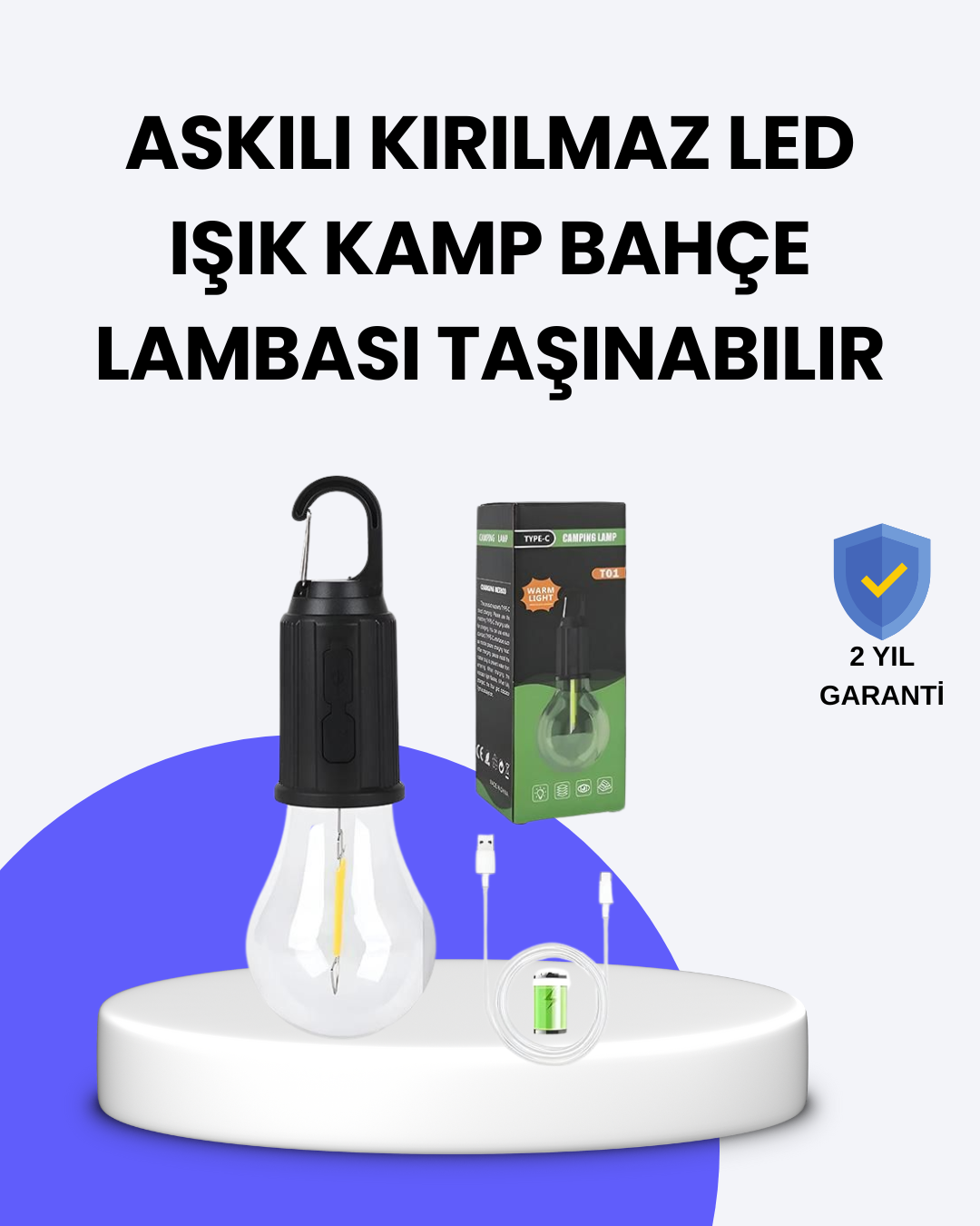 Çok Yönlü Asma Kancalı Kamp Işığı - Lisinya