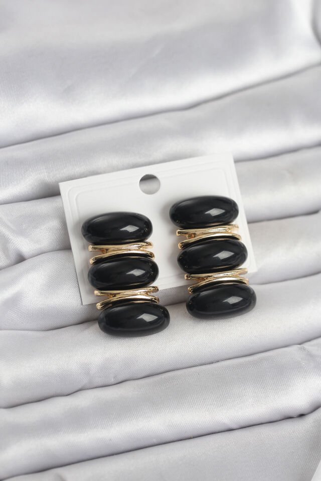 Siyah Vintage Model Gold Renk Kadın Küpe - Lisinya