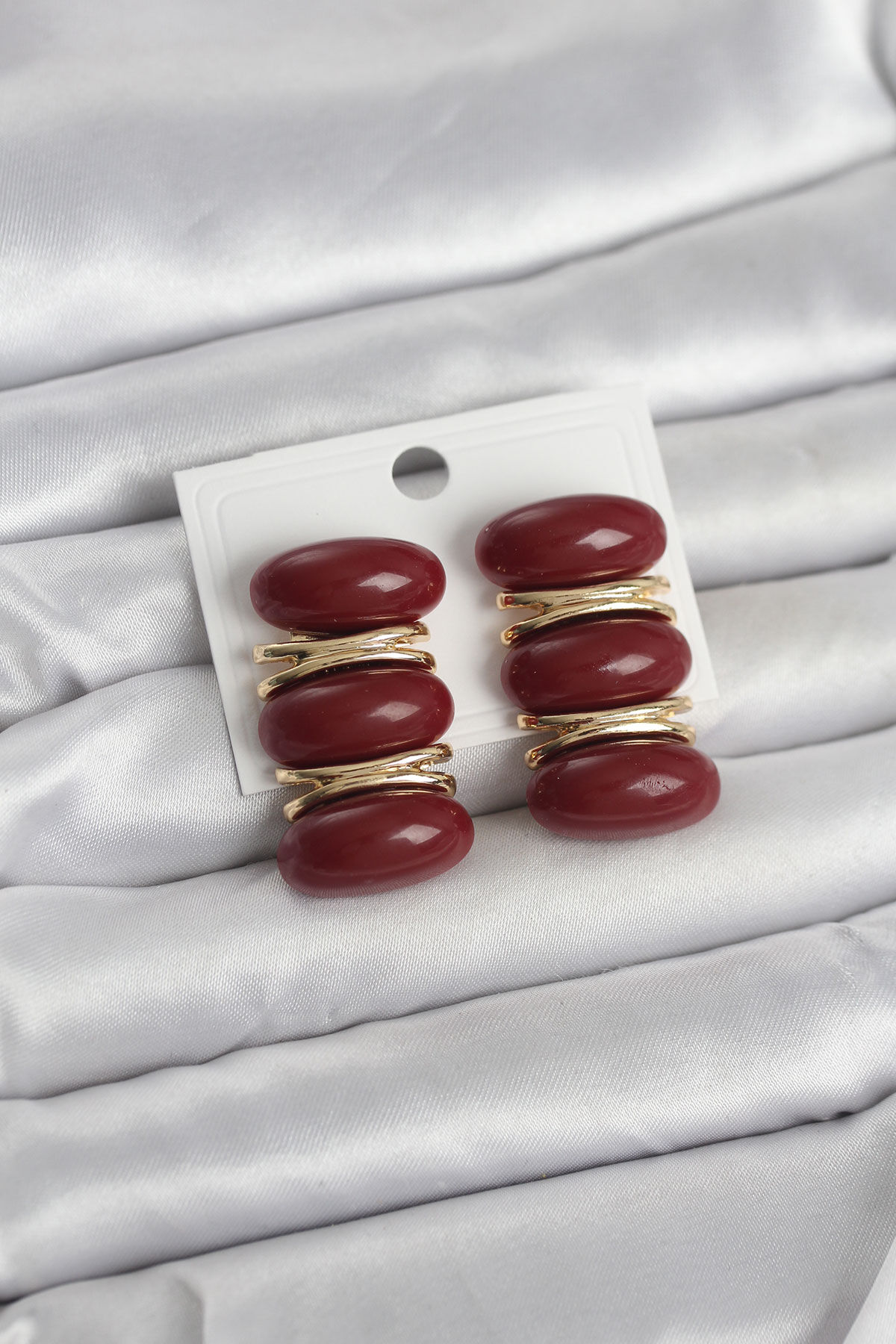 Bordo Vintage Model Gold Renk Kadın Küpe - Lisinya