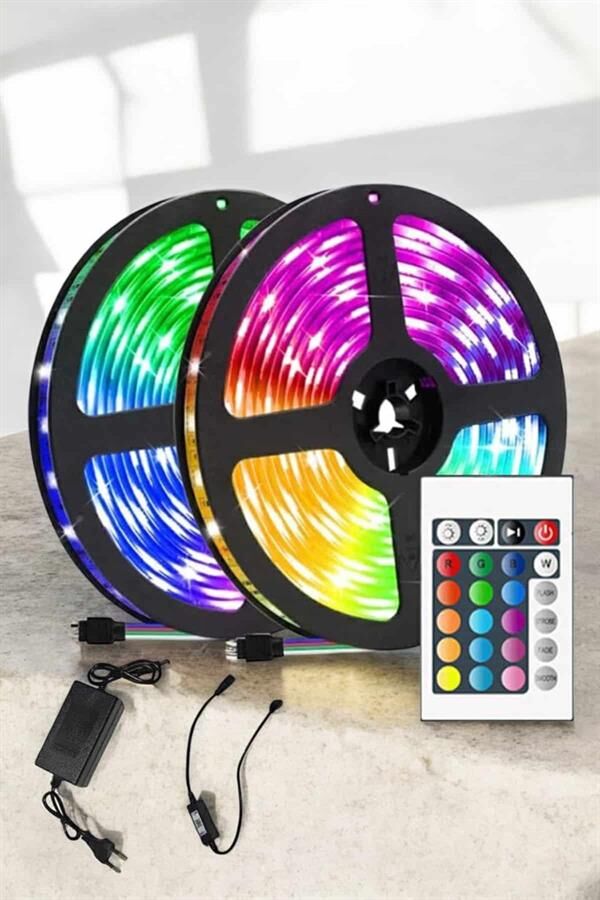 Yeni Nesil RGB Işıklı 10Metre Şerit Led Kumandalı Şarj Edilebilir - Lisinya