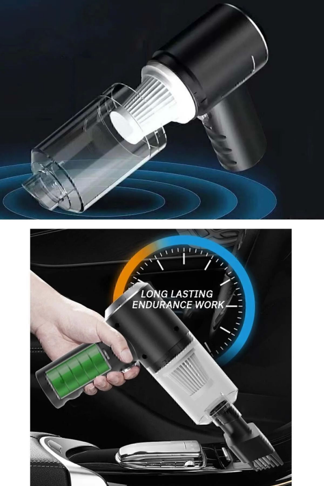 YamanHobi Şarjlı Mini Araç Süpürgesi 120W Güçlü Vakumlu El Süpürgesi