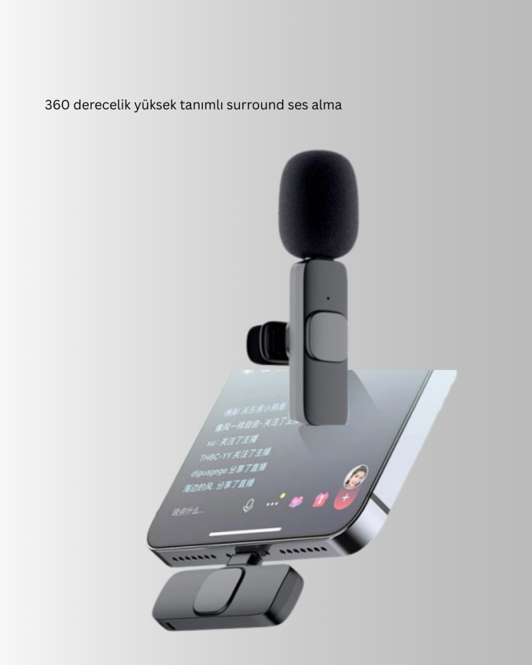 iPhone Uyumlu Çift Mikrofonlu Kablosuz Yaka Seti Profesyonel Ses - Lisinya