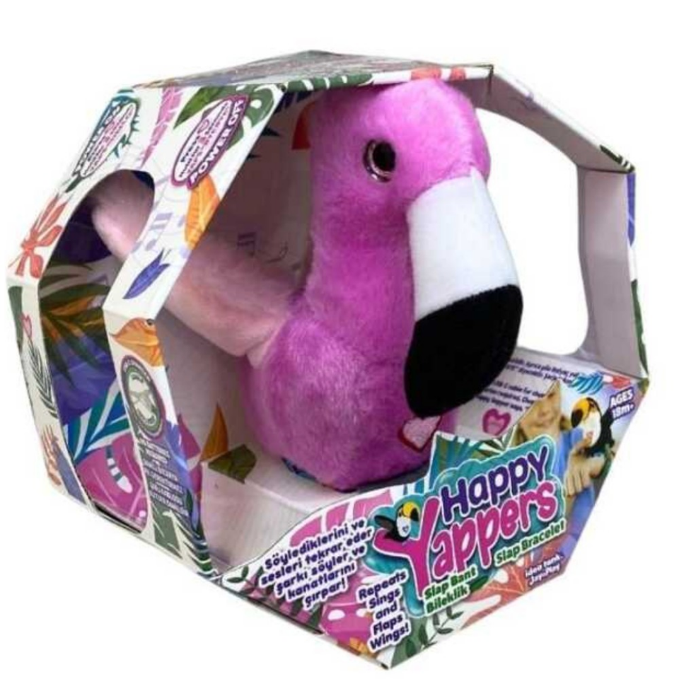 Peluş Ses Tekrarlı Hayvan Bileklik Aksesuar - Pembe Flamingo (Lisinya)